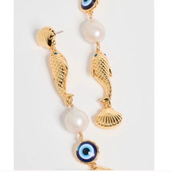 Nwit Lele Sadoughi fish Pearl earrings - Picture 2 of 6